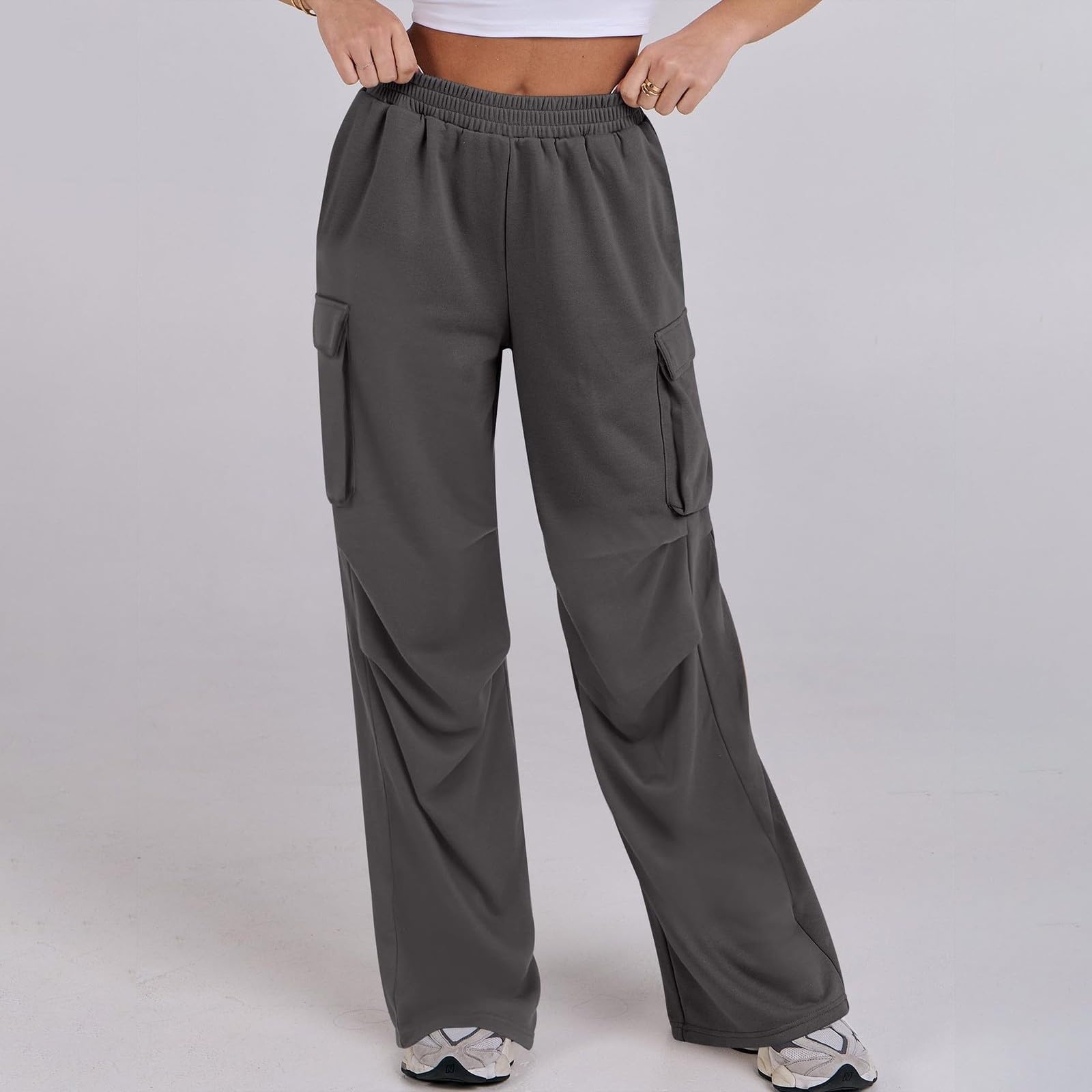 Pantalon De Jogging Femme Ample Pantalon Fluide Elastique Ample Pantalon Classique à Taille Coulissante Mode Pants avec Poches Pantalon Yoga Pantalon Noir Large Femme Pantalon Survêtement