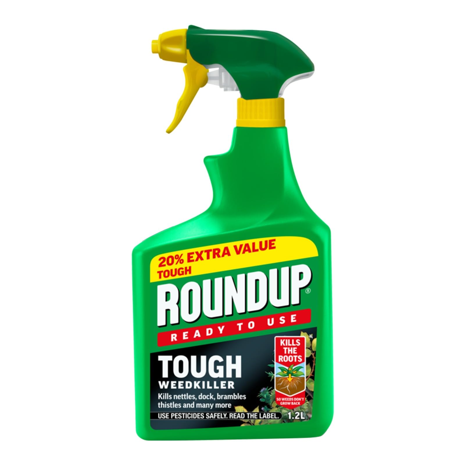 Roundup Tough Weed Control, Long-Lasting, Precise Application, Fast-Acting Formula, Root-Level Action, Ideal for Gardens, Lawns, Driveways & Outdoor Spaces, 20% Extra Free, 1L (Pack of 1)