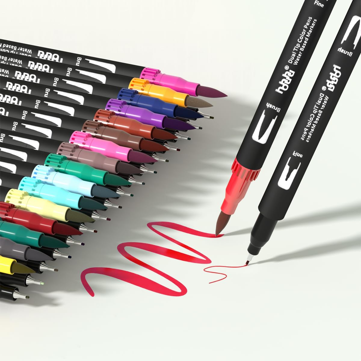 hhhouu 100 Colori Brush Pen Lettering Pennarelli Doppia Punta Fine Acquerellabili Penne da Colorare per Adulti Bullet Journal,Calligrafia, Dsegno, Mandala HO-100B