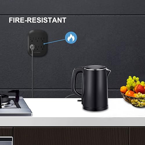 Miniatura 4 de 2 Pack Electric Outlet Extender, Wall Mount Outlet Splitter, 6 Outlet Multi-Plug Extender for Home, Office, Black, WZYUEQIU