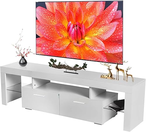 GRUNDIG Soporte de TV con luces LED para televisores de hasta 70 pulgadas centro de entretenimiento de fácil montaje para videojuegos películas y