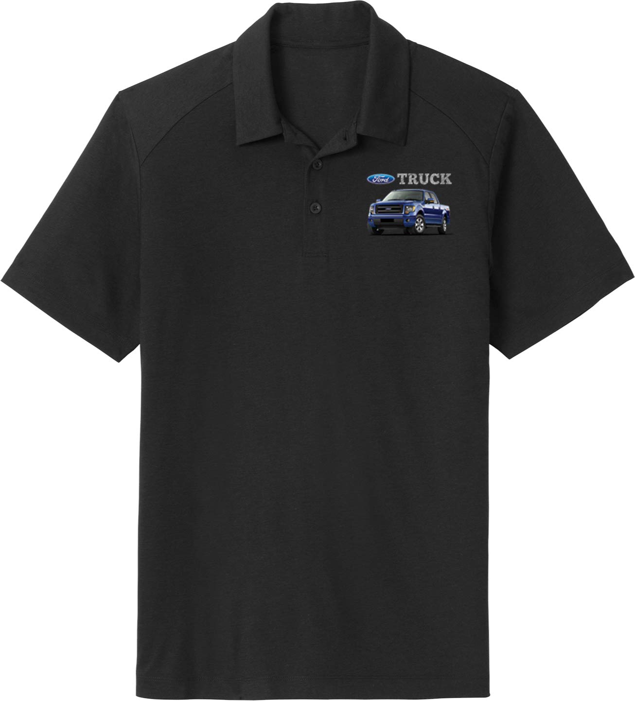 Ford F-150 Truck Pocket Print Tri Blend Wicking Polo, Black Small