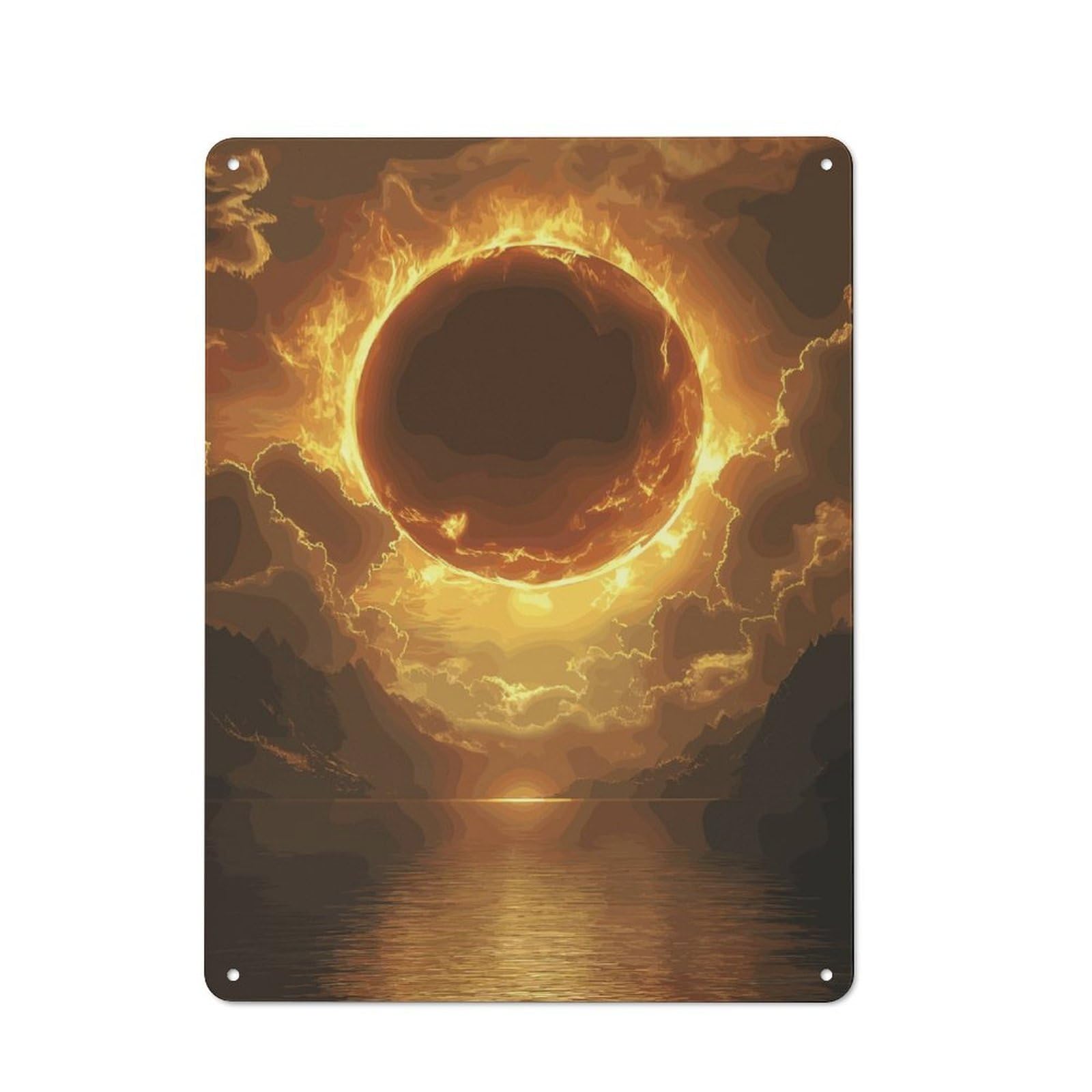 Junmoney Planet Fire Retro Vintage Tin Sign 40X30cm, Retro Room Decor For Lounge, Study, Pub Or Wall Gallery