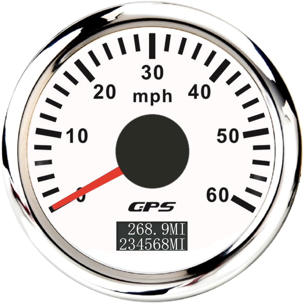 ELING 52mm GPS Speedometer 0-60mph Odometer with 7 Colors Backlight 12V 24V for Tractors Boats Ships