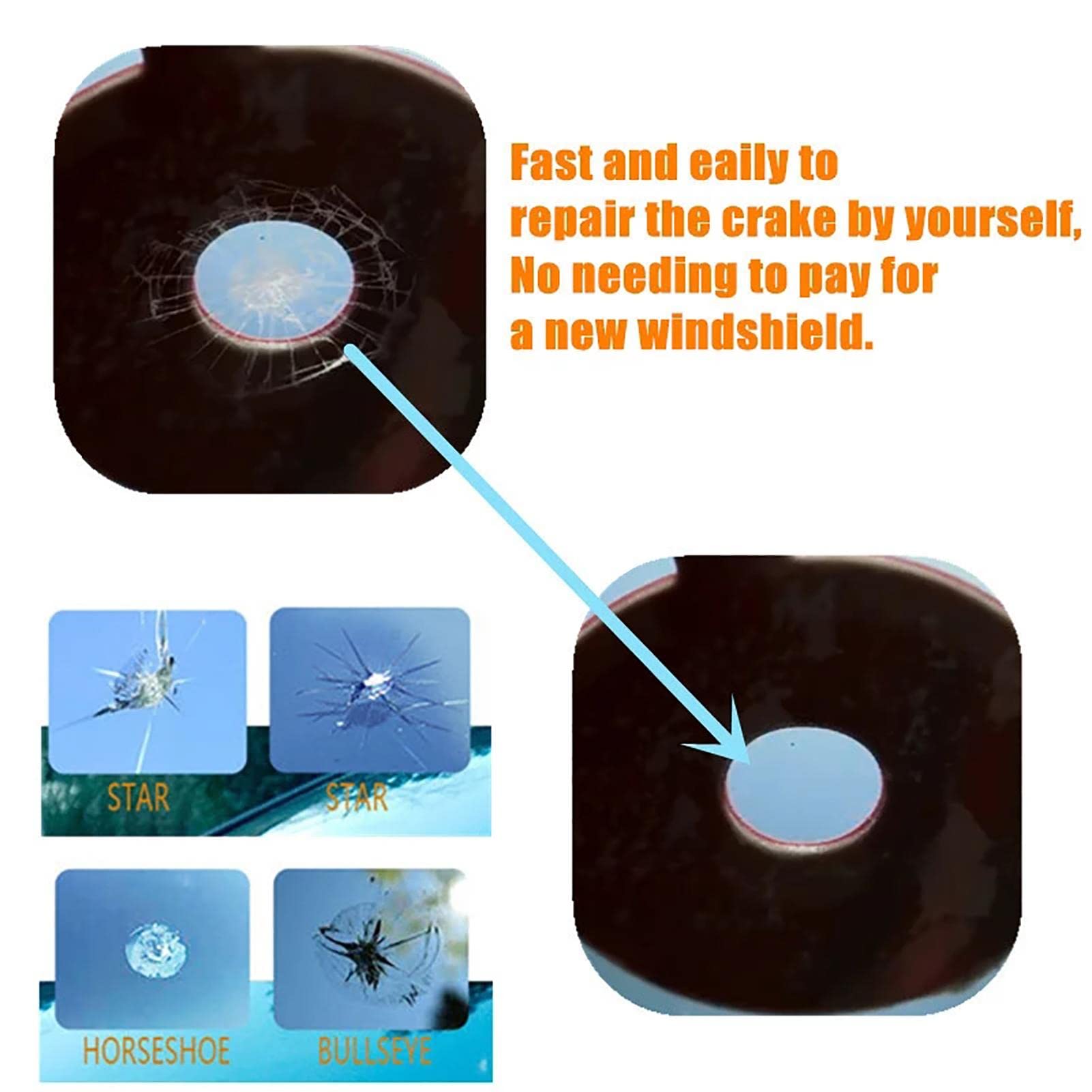 DEWU Voorruit Crack Reparatieset, Venster Glas Vloeibare Reparatie Hars Kit, Auto Glas Reparatie Hars Voor Windscherm Chip, Krassen, Bull-Eye, Shape, Half-Moon Cracks