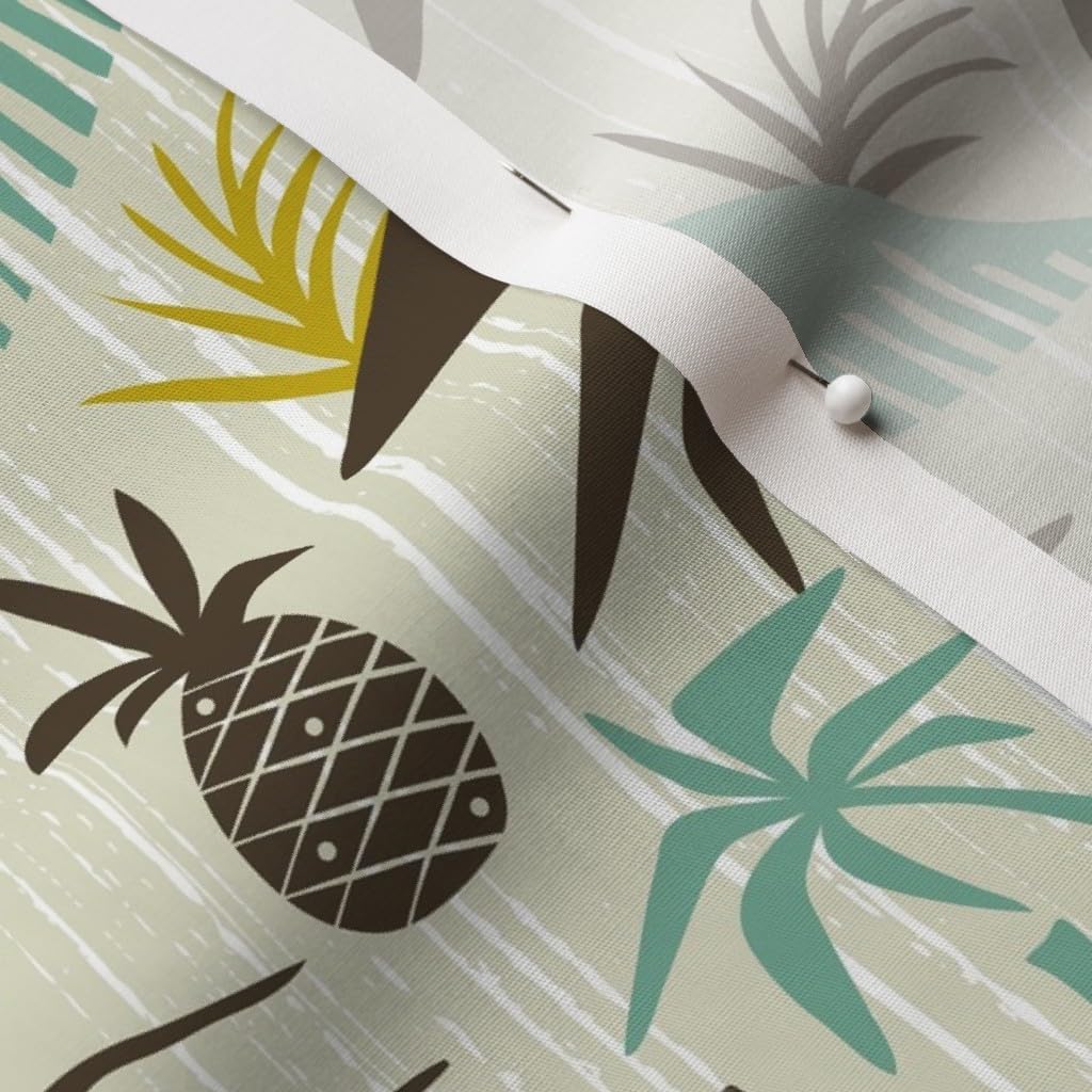 Spoonflower Fabric - Island Tiki Tan Tropical Vintage Mid Century Modern Retro Palm Tree Printed on Cotton Poplin Fabric by The Yard - Sewing Shirting Quilting Dresses Apparel Crafts