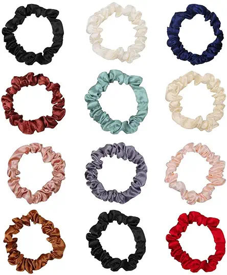 12Pcs Satin Elastic Hair Bands, Comfortable Silk Hair...