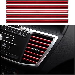 10 Pezzi Strisce Decorative per auto aria condizionata, a forma di U, Strisce interna dell’auto, Uscita Della Griglia di Ventilazione Cromata Strisce, Rosso