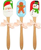 Vista 1 de Caliamary - Espátula de silicona, juego de 3 espátulas de silicona para cocina, espátula para decoración de pasteles de Navidad con mango de madera
