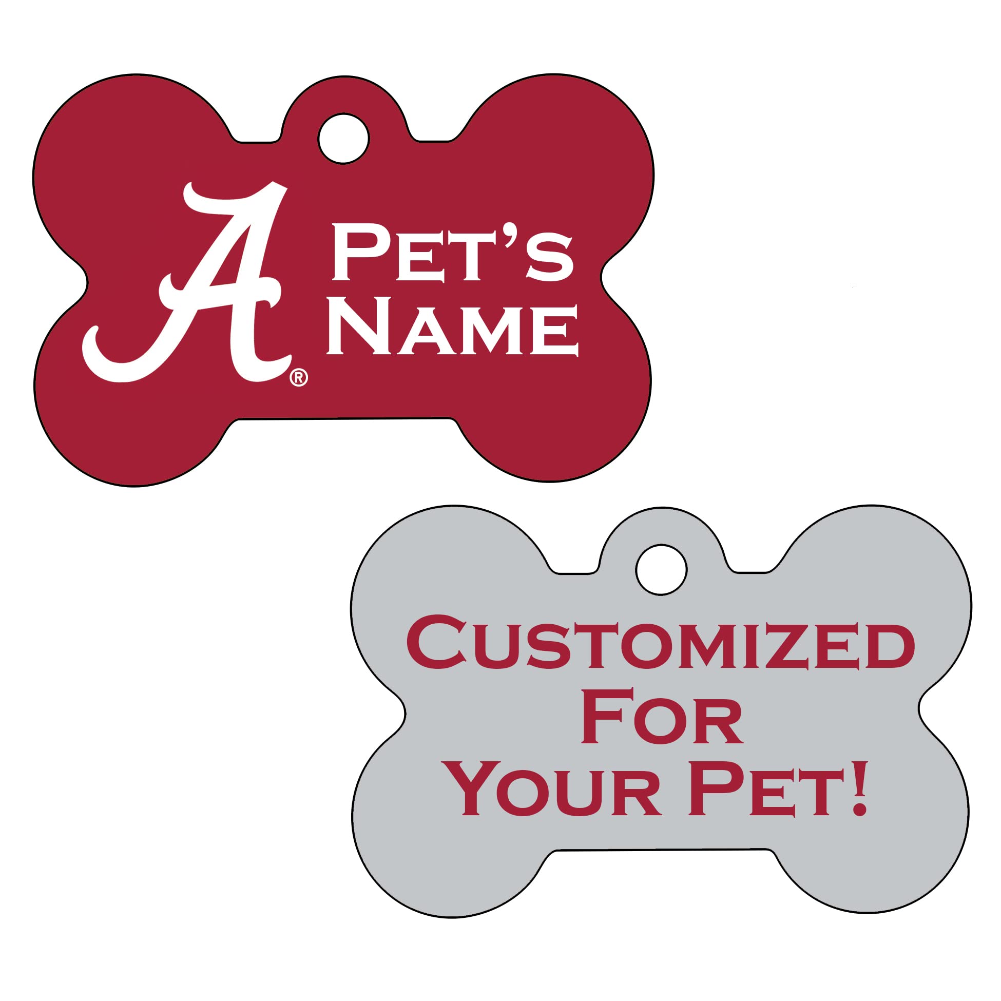 Alabama Crimson Tide Double Sided Pet Id Dog Tag Personalized with 4 Lines of Text for Your Pet