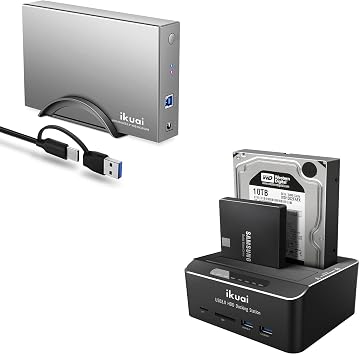 USB 3.0 to SATA Hard Drive Dock + Dual Bay HDD Docking Station, UASP Supported