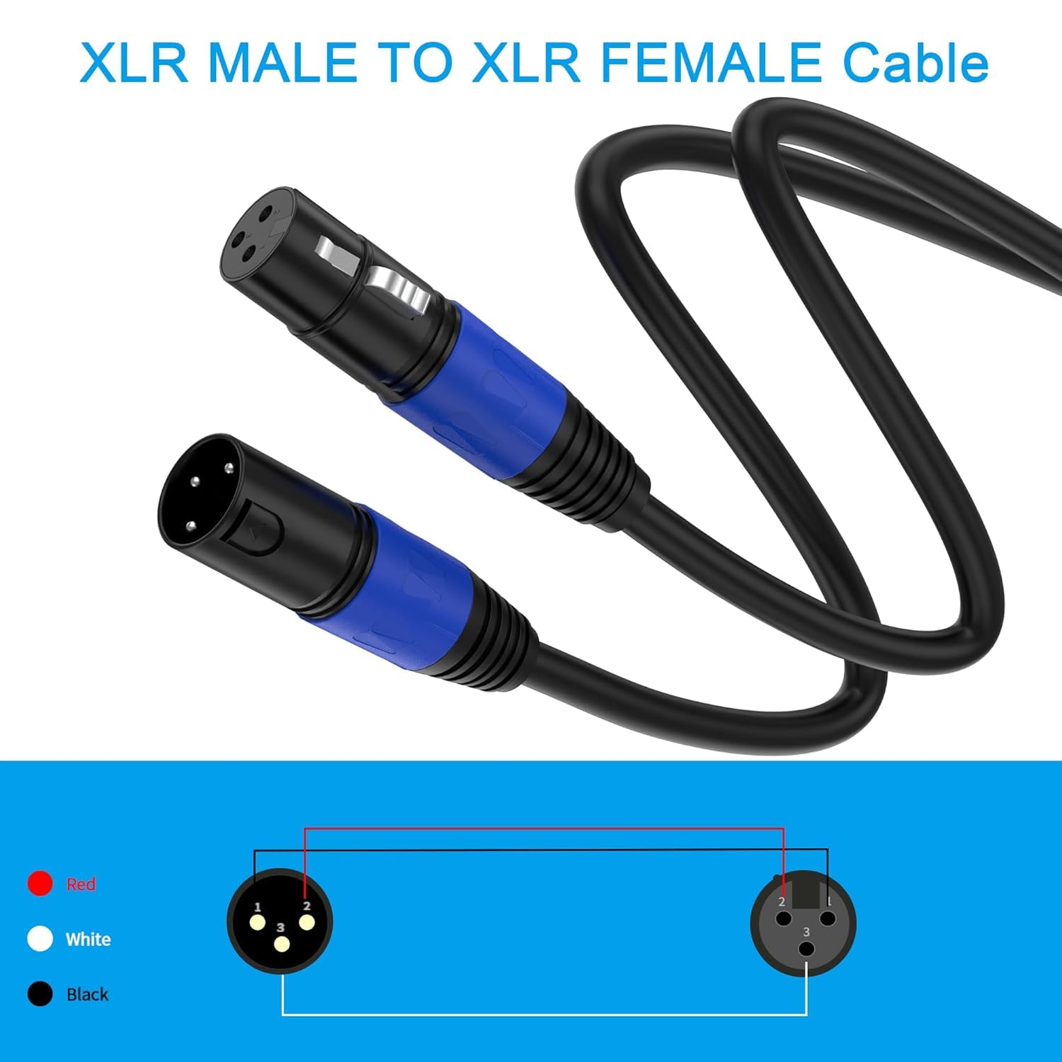 Lot de 2 câbles de microphone XLR mâle vers femelle - 25 m - XLR symétrique