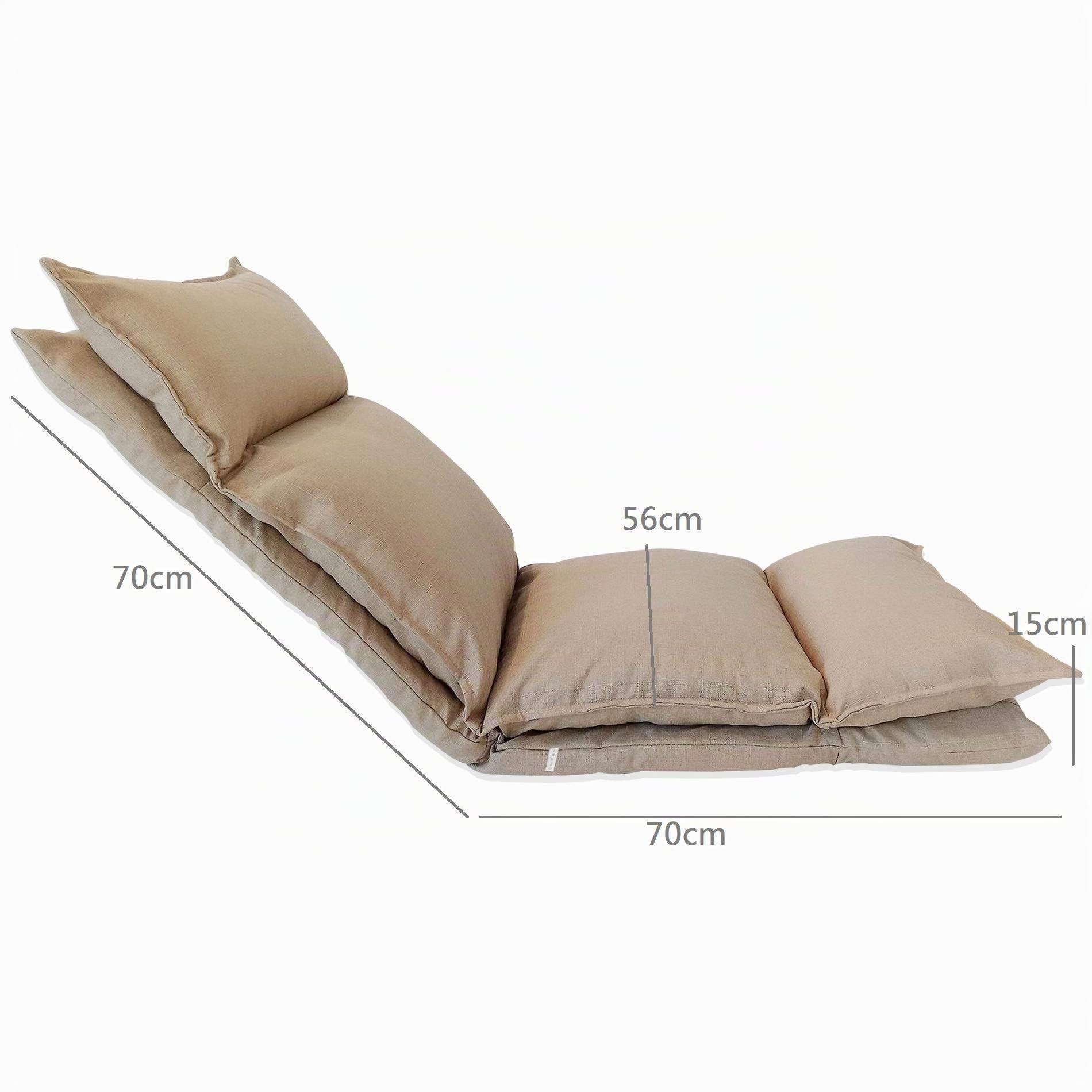Rebecca Mobili Chaise de Sol Beige, Métal Polyester, Relaxante Inclinable, Salon Terrasse Balcon – Dimensions: 70 x 56 x 70 cm (HxLxL) - Art. RE6196