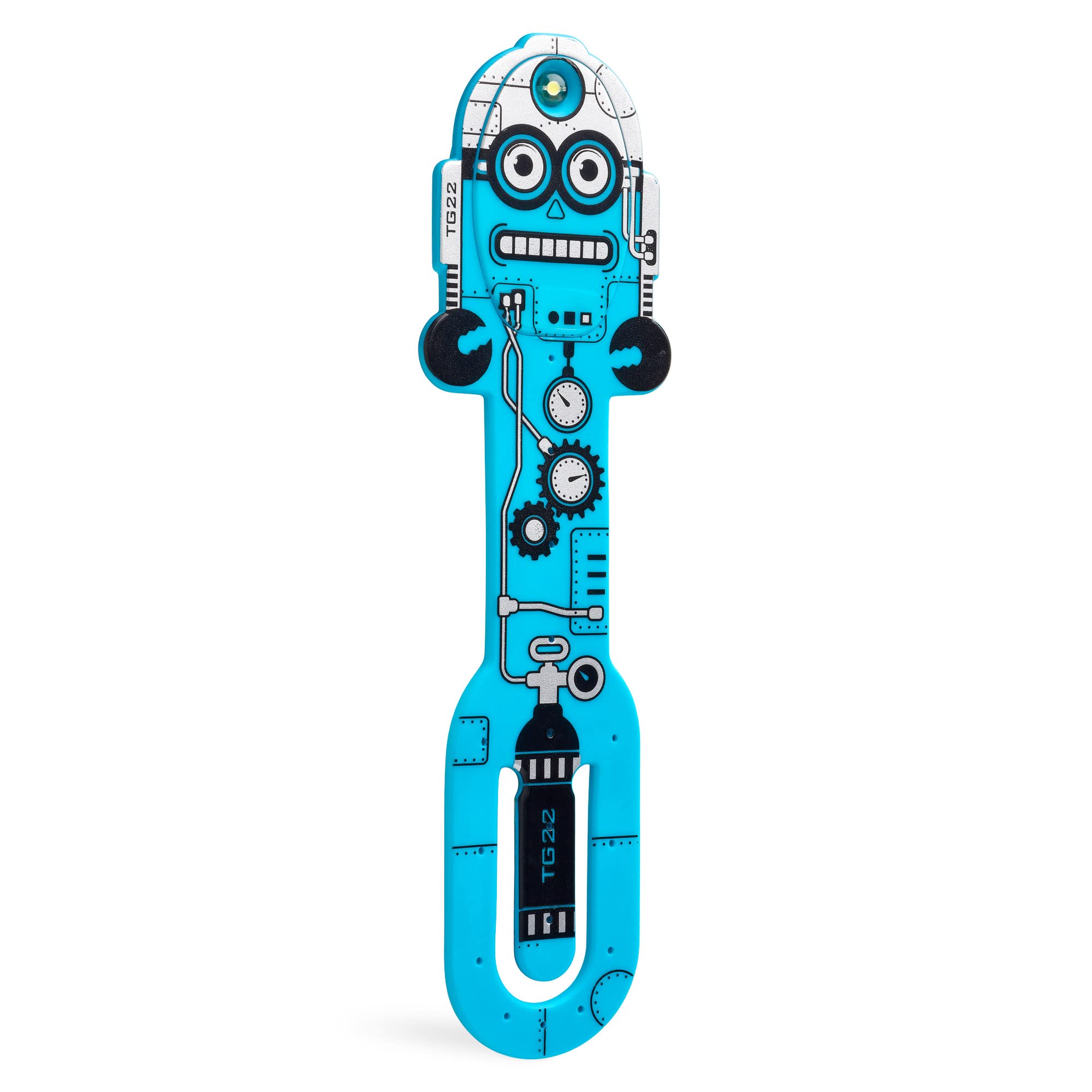 Flexilight Pal Reading Light | 2 in 1 Bookmark Book Light | LED Clip On Reading Lamp | Children and Adult Book Torch | Book Accessories | Gift for Readers, Book Lovers (Battery Operated, Robot Blue)