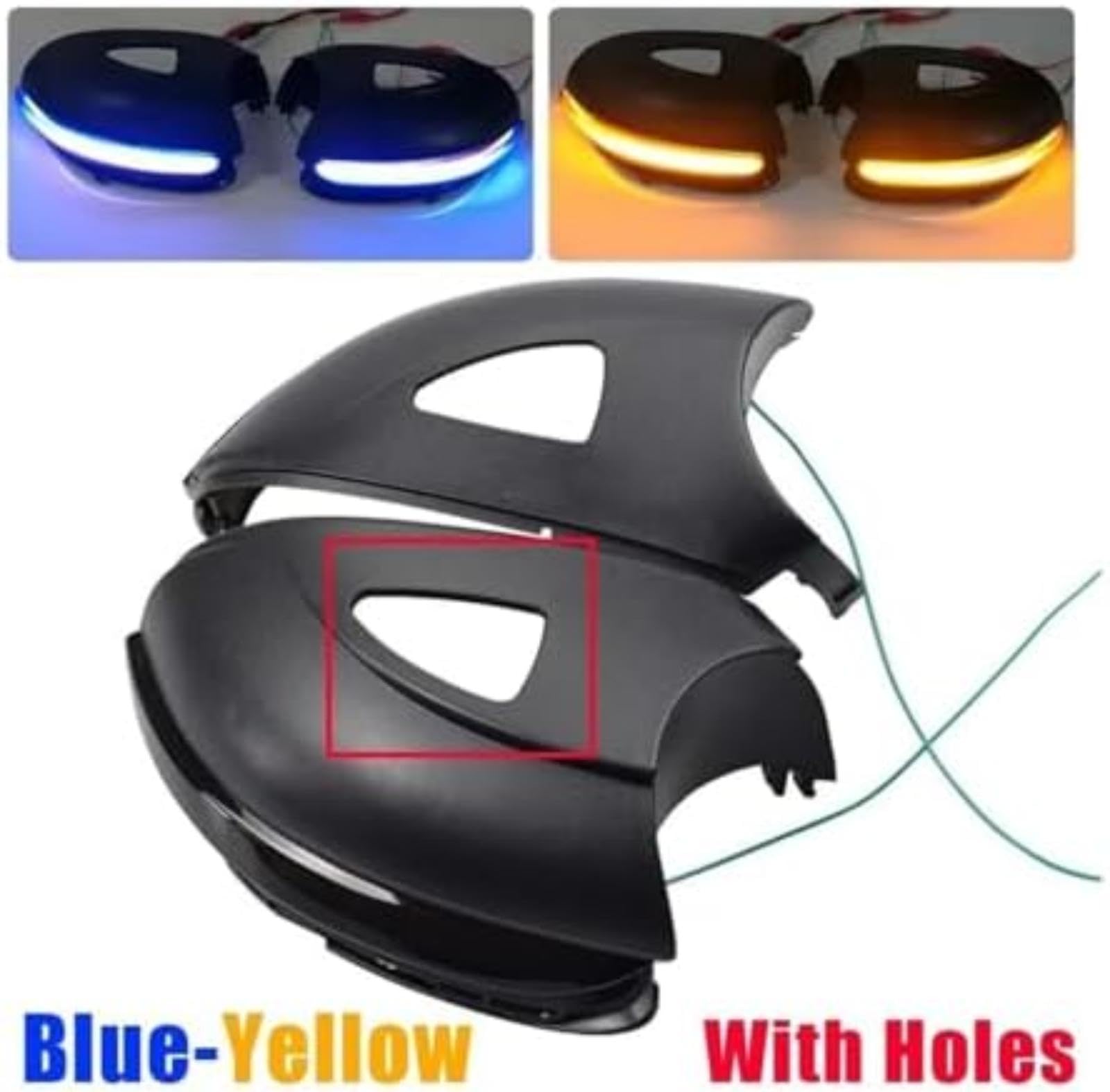 Dla Vw, dla Golfa 6 Mk6, dla Gti R32 2008-2012 dynamiczny włączony kierunkowskaz samochodowy lampka kontrolna migacza w lusterku wstecznym Wskaźnik lusterka (Blue (Blue Yellow Holes)