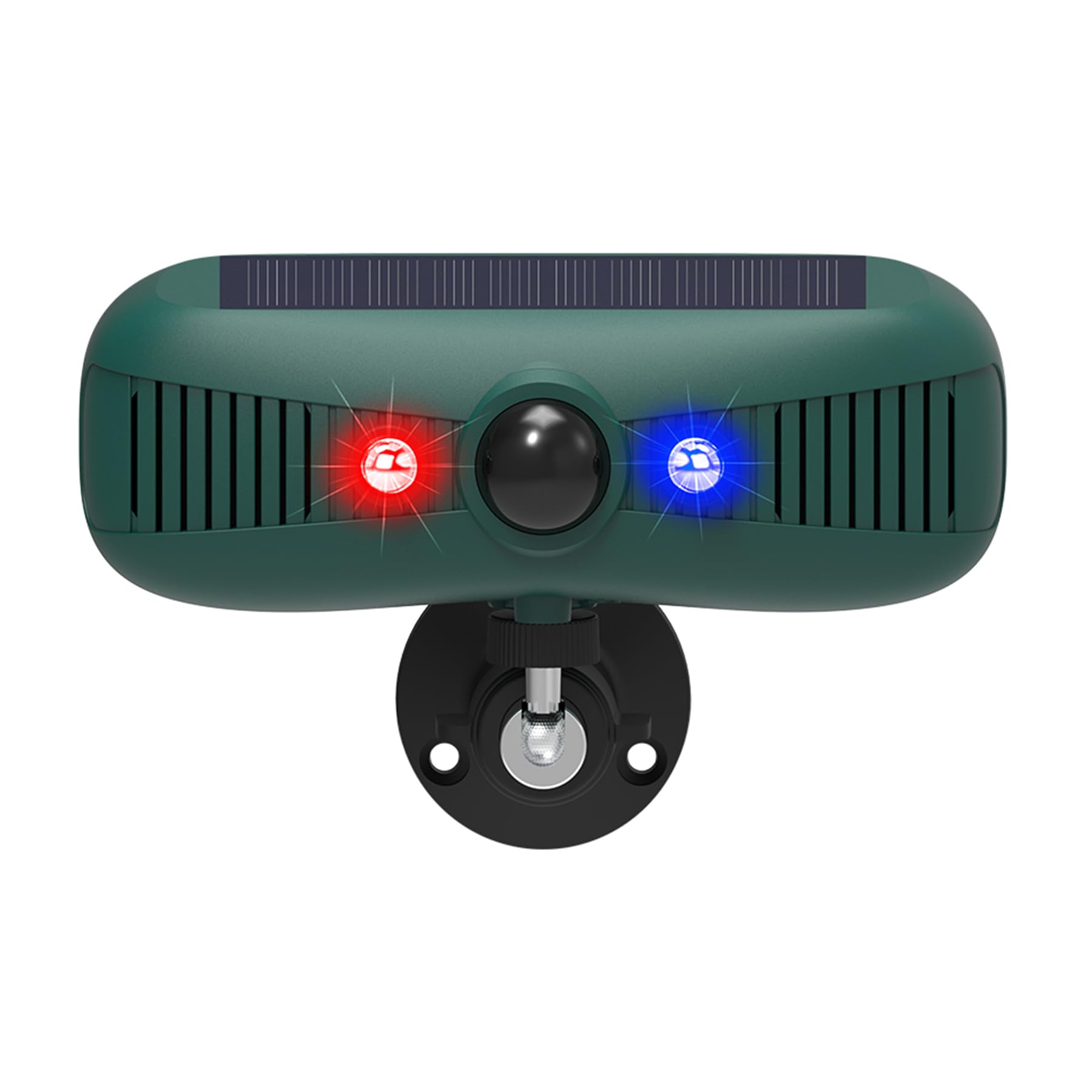 Solar Motion Sensor Alarm Outdoor Indoor, 2 * 129db Loud Siren, 4 Work Mode 2 Motion RED&Blue Activated Strobe Lights, Waterproof Ultrasonic Motion