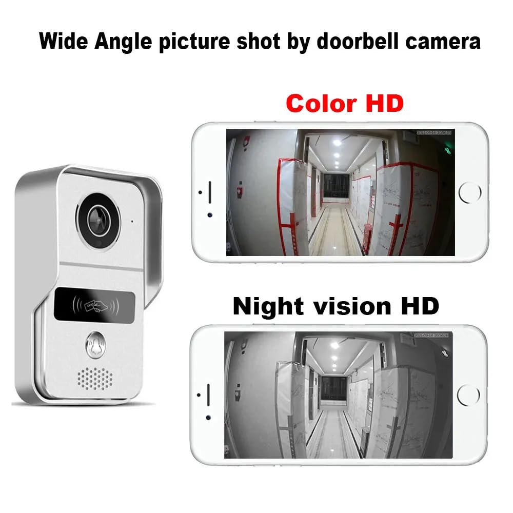 Tuya Smart Life Timbre de vídeo con timbre inalámbrico WiFi, RJ45 1080P Visión Nocturna Intercomunicador Vigilancia de seguridad Videoportero Sistema de control de acceso telefónico, Plata