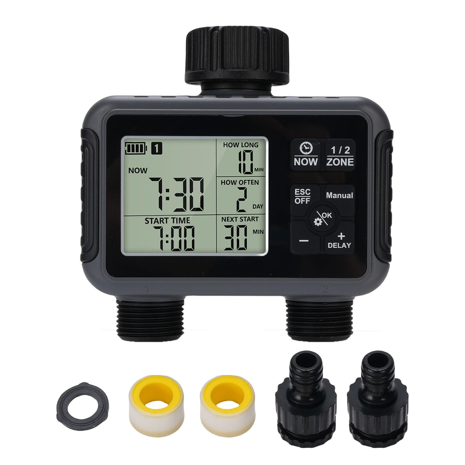 Display LCD con Timer Programmabile per Tubo Flessibile a Prova di Pioggia IPX5 3 modalità di Irrigazione per Irrigazione a Goccia del Prato del Patio, Materiale ABS