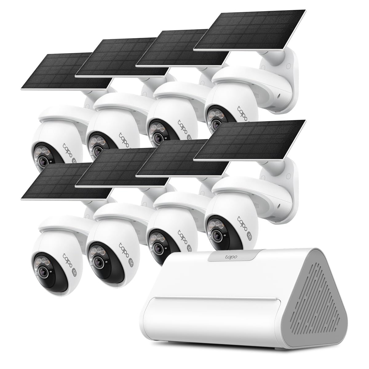 Tapo KIT 8 caméras C660 Caméra de Surveillance WiFi extérieure avec Panneau Solaire 4K 8MP H500 Hub Intelligent pour la Maison