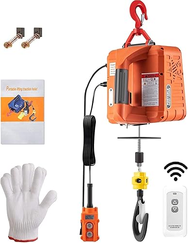 Polipasto 3 en 1, grúa eléctrica portátil de 1500 W, 1100 V, 110 V, altura de 25 pies, con cable y control remoto inalámbrico, protección contra