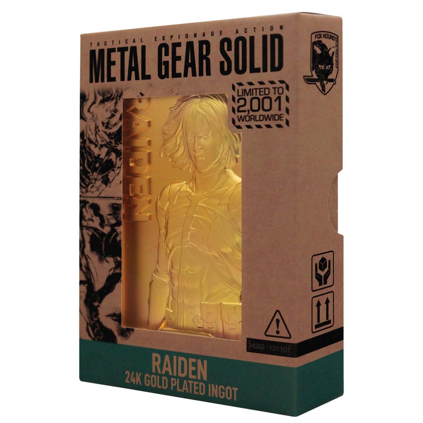 Fanattik Gold Metal Gear Solid 2 – 24K Plated Raiden Collectible Ingot - Officially Licensed & Limited Edition Gaming Memorabilia - (2,001 Worldwide) With Individual Numbering