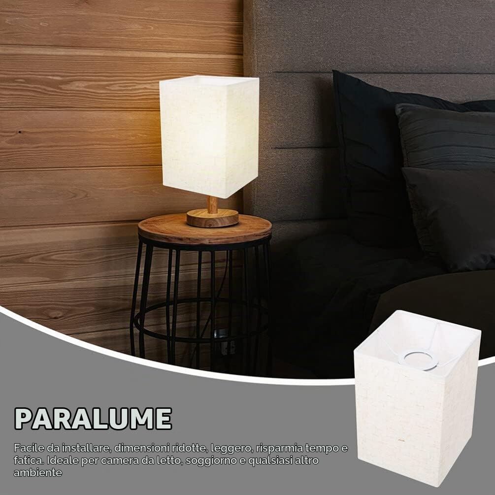 Uonlytech Paralume Quadrato 7.87 Pollici Paralume in Lino Copri Lampada Da Comodino Con Clip a Molla Sostituzione Per Lampada Da Tavolo Casa Ufficio Studio