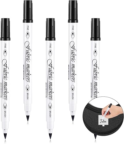 Miniatura 9 de Tinlade Marcadores de tela para ropa, marcadores de pintura de tela, kit de bolígrafos permanentes de doble tela, sin sangrar, bolígrafos de tela de