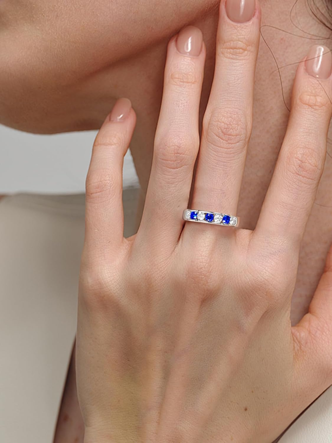 Color-D VVS1 Clarity Moissanite and Emerald/Ruby/Sapphire Rings, Silver/Gold Solid 925 Sterling Silver Bands, Stackable Engagement Wedding Anniversary Birthday Jewelry with Gift Box, Size 5-11 - Image 3