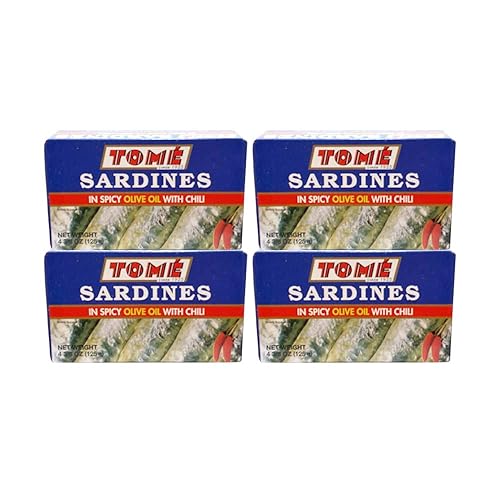 4 paquetes de sardinas Tomé (en aceite de oliva picante con chile) 4.41 oz Ea