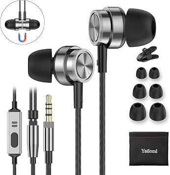 Earphones, In-Ear Headphones Earphones Wired with Built-in Microphone - Noise Isolating Pure and Clear Sound, 3.5mm Jack Lightweight Wired Earbuds for iPhone/Samsung/Android/MP3/MP4 and etc