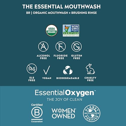 Miniatura 3 de Essential Oxygen Enjuague de cepillado orgánico certificado BR enjuague bucal natural para dientes más blancos aliento más fresco y encías más