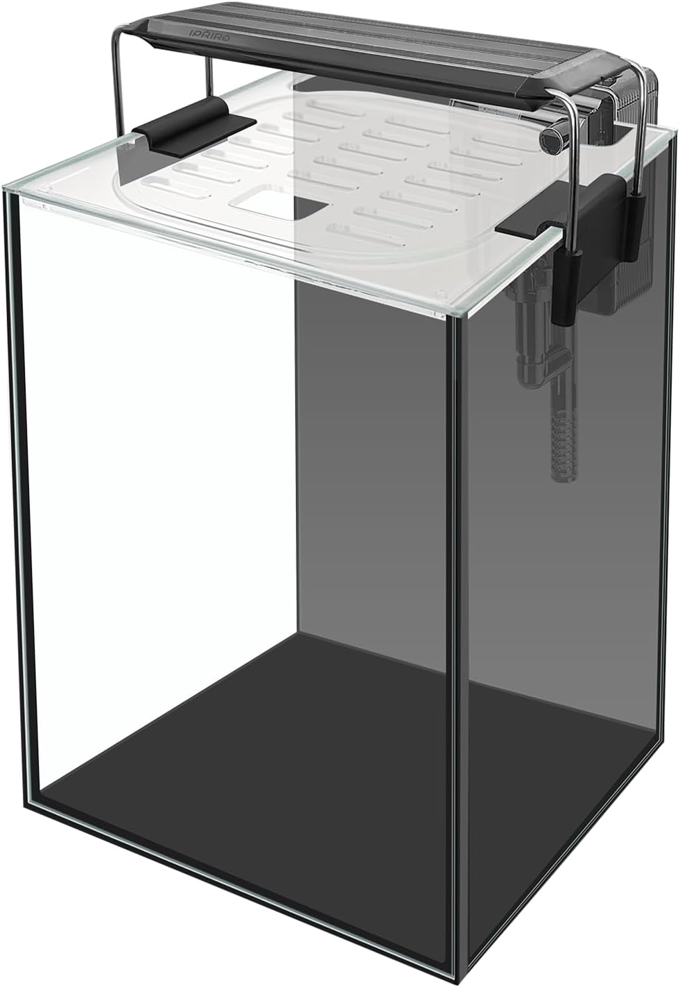 Glass Aquarium Starter Kits 1.5 Gallon Small Fish Tank, Betta Fish Tank for Home Office Deco, with LED Light, Power Filter, 4mm Glass, Black