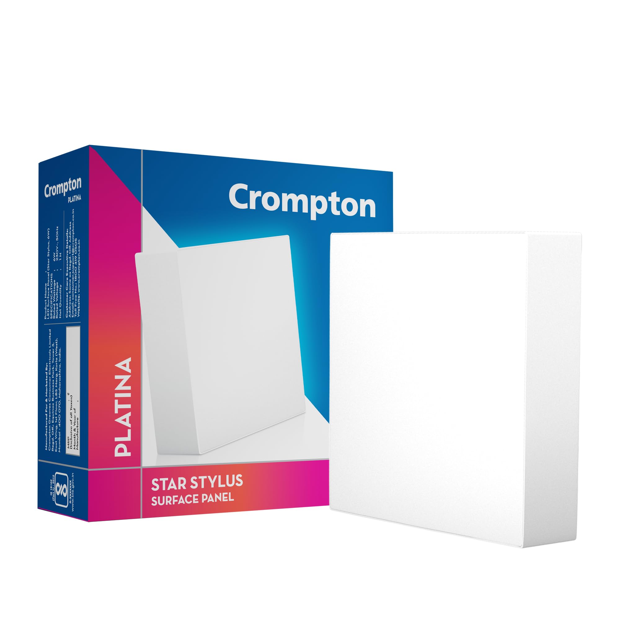 Crompton Platina Star Stylus Surface Panel 18W LED Square (Pack of 4, Warm White) - Image 6 thumbnail