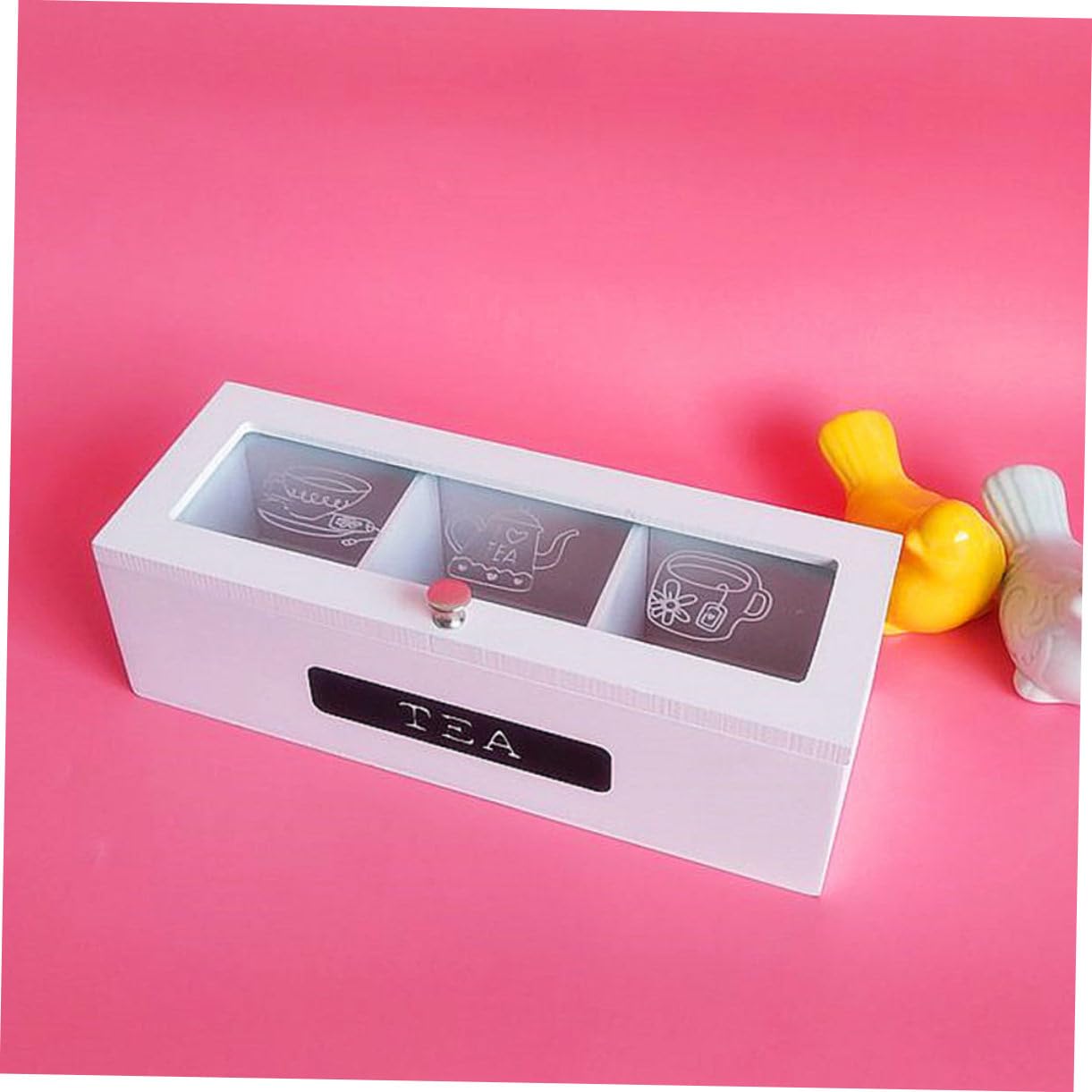 Holz Teebox mit Fächern Weiße Multifunktionale Aufbewahrungsbox für Teebeutel Snacks und Kleinteile als Hotelbedarf für Zuhause Langlebig und Benutzerfreundlich