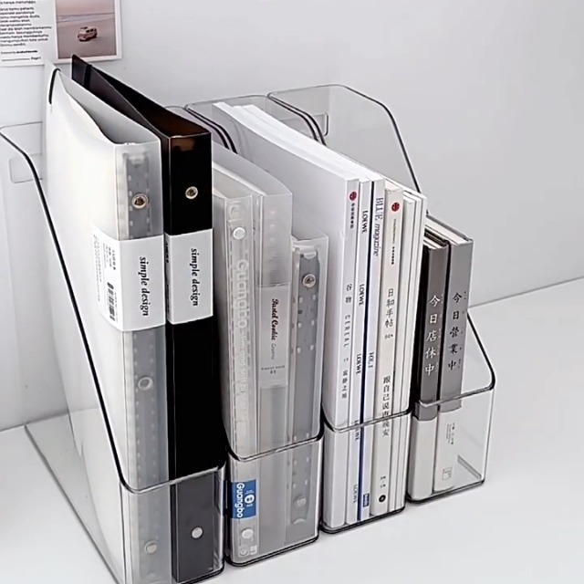 OFFICER PRODUCTS Staande tijdschriften/10 stuks/A4 - Kleur: Zwart/Hard Plastic/Opengewerkt/Bureau Organizer voor Tijdschriften/Onbreekbaar, 21215521-05