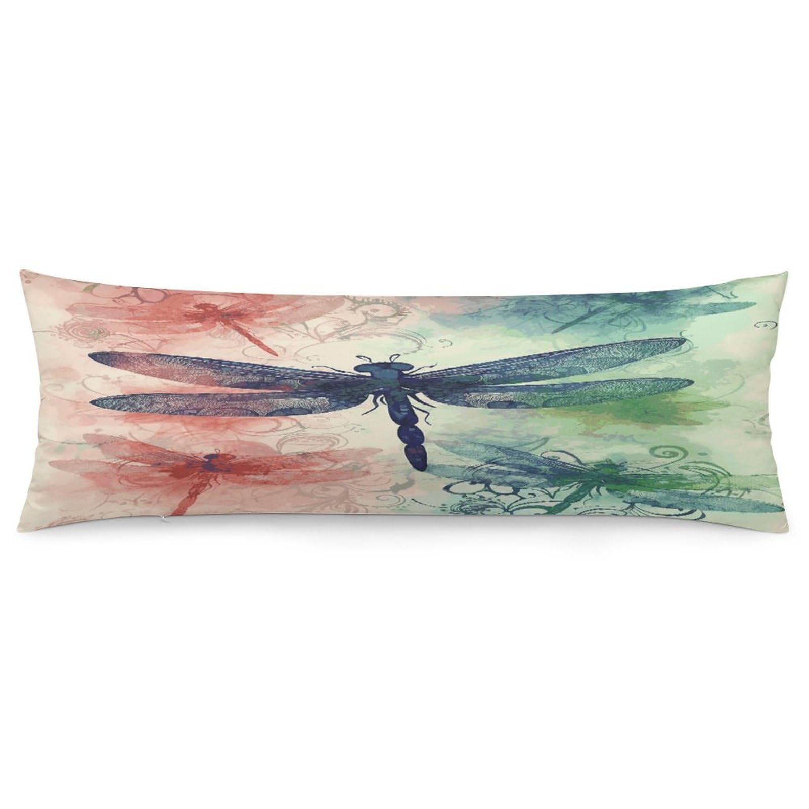 Modern Dragonfly Body Pillow Cover Luxury Long Body Pillow Pillowcase with Hidden Zipper Breathable Soft Cozy Pillow Case Wrinkle Fade Resistant Pillowcase 20''×54''
