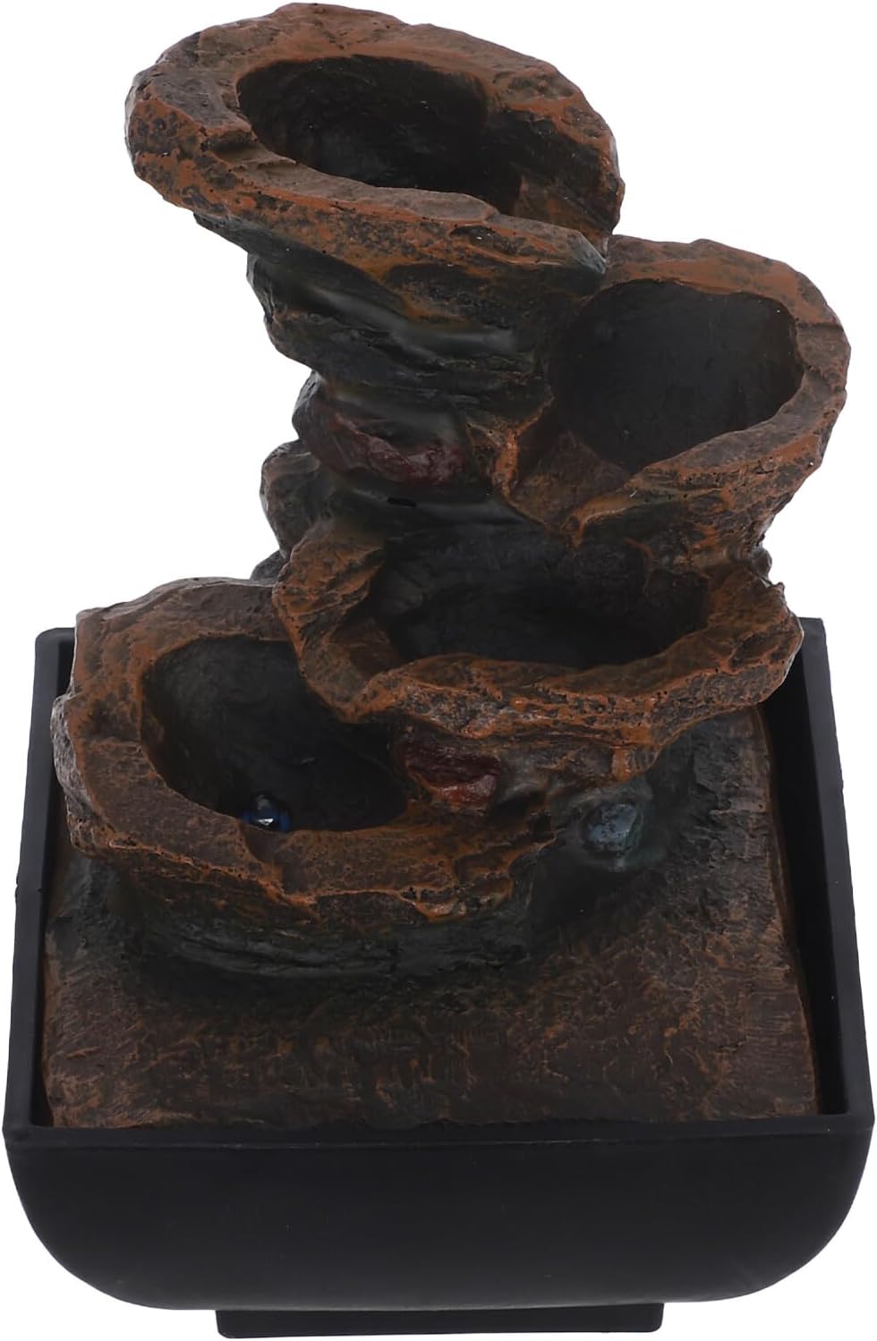 TOYANDONA Relaxing Zen Tabletop Fountain with LED Light and Soothing Waterfall Sounds Indoor Desk Water Fountain for Meditation Home Office Decor Plug