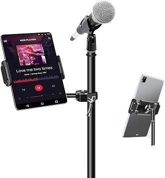 elitehood Metal iPad Holder for Mic Stand, Tablet Microphone Stand Holder