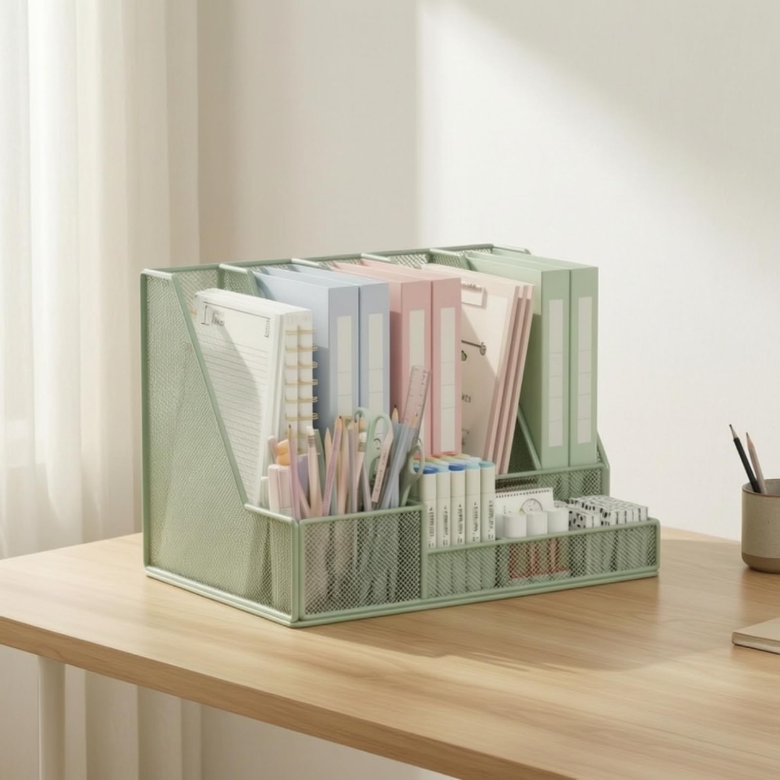 Vassoio Portadocumenti Multiuso, Nero | Verticale, Organizzatore in Rete metallo, Salvaspazio, Portadocumenti in Rete metallo, per Studio, Studenti