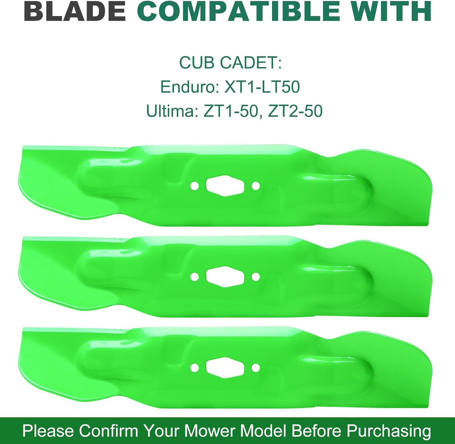 742P05094 742-05094 High Lift Lawn Mower Blades Fits 50" Decks Cub Ca det Ultima ZT1-50 ZT2-50 Cub Ca det Enduro XT1-LT50 (3-Pack)