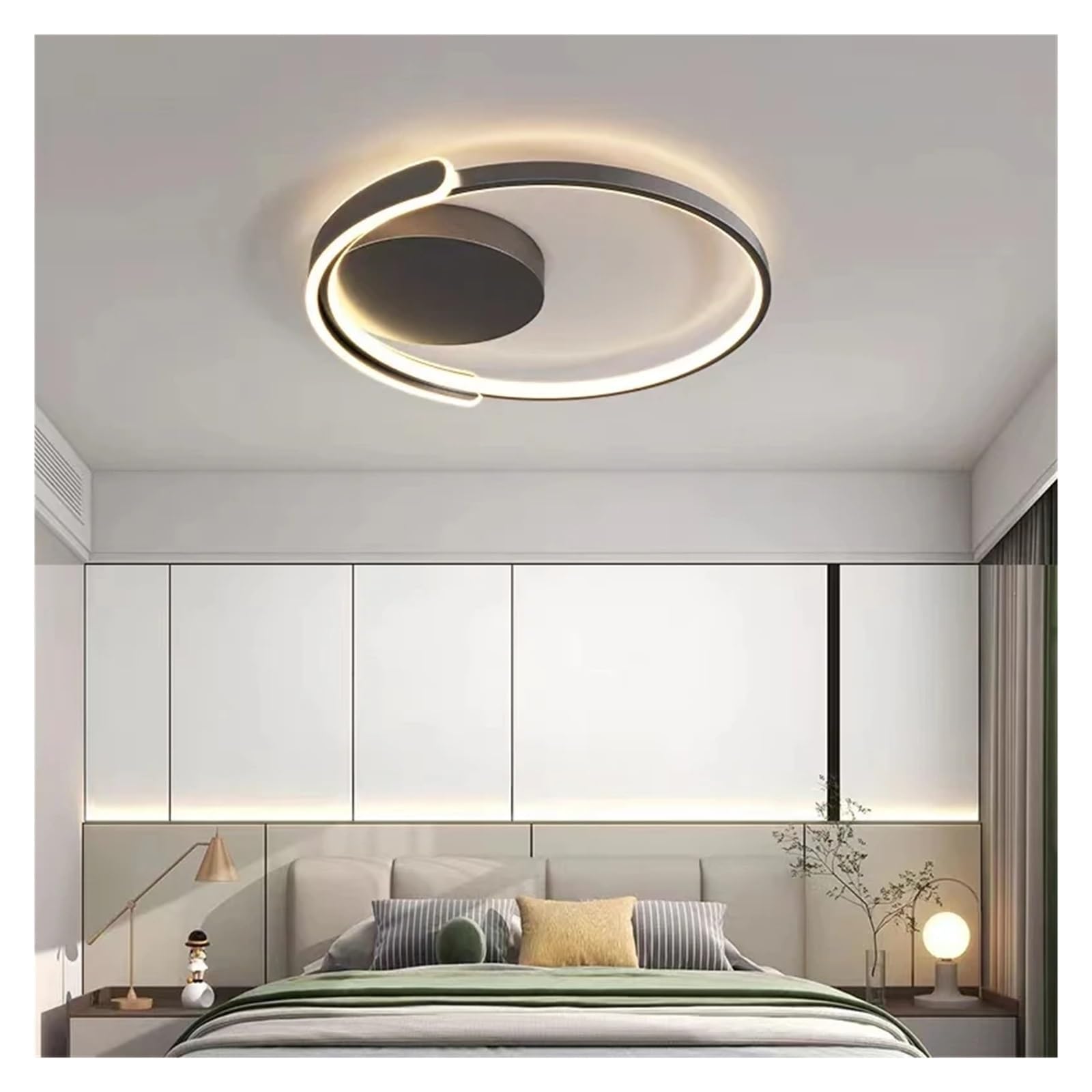 Czarno-biała kwadratowa lampa sufitowa LED do sypialni salonu i gabinetu nowoczesny design pierścieniowa dekoracyjna lampa oświetleniowa