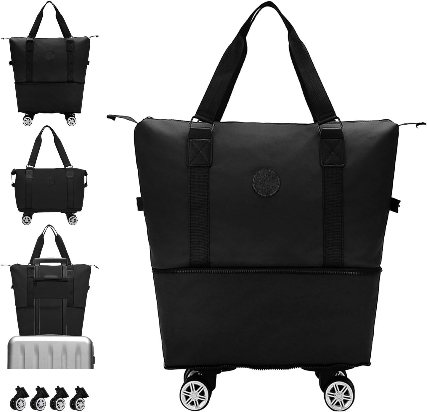 Rolling Duffle Bag With Wheels, Capacity Expandable From