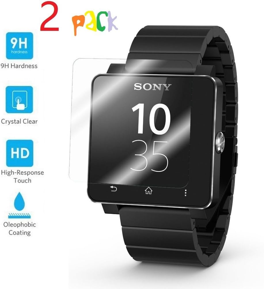 HYAIT Sony SW3 Watch Screen Protector 2-Pack Real 0.2mm Premium iWatch Tempered Glass Screen Protector Film for Sony Watch