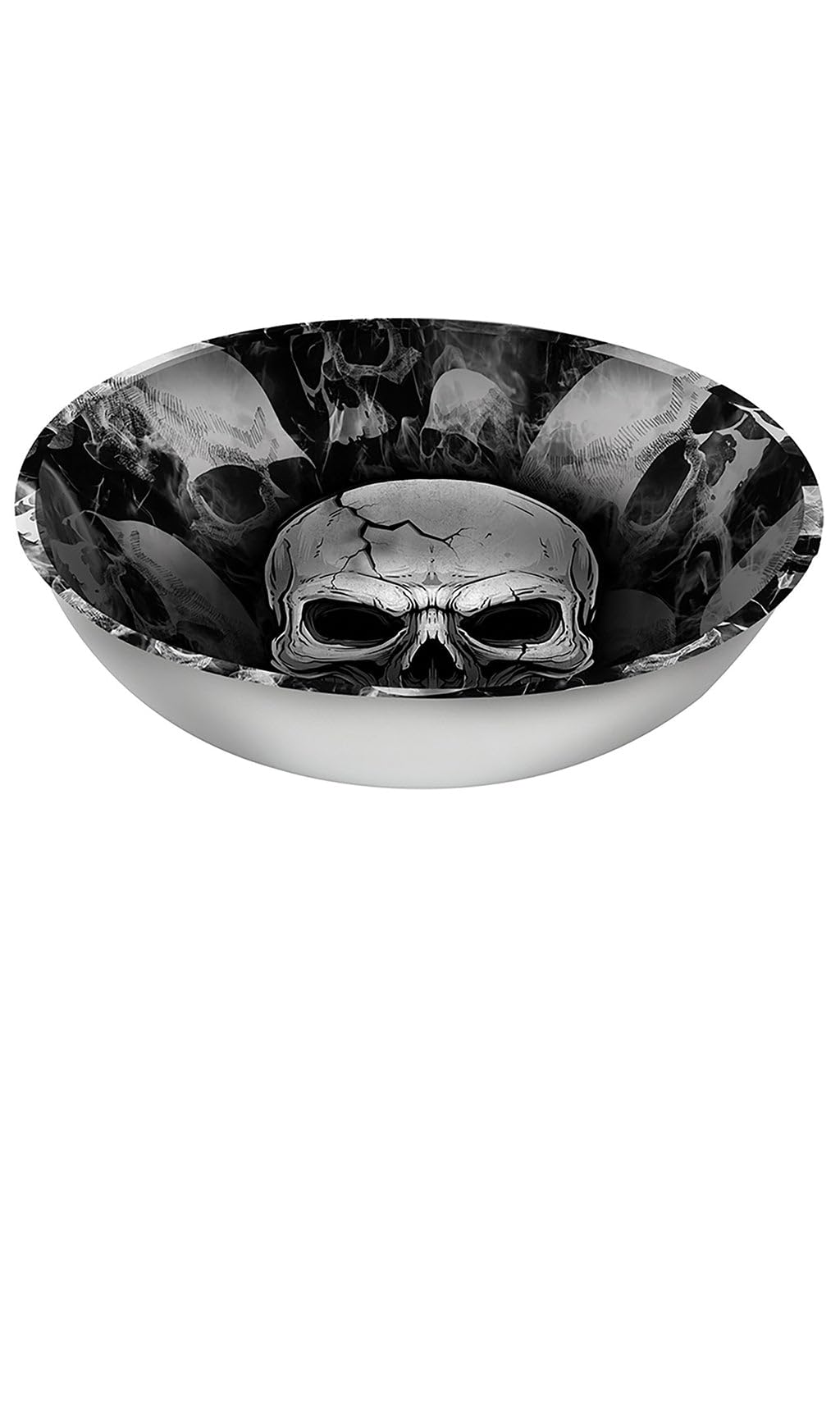Fiestas Guirca Skull | Reusable S Bowl (12.6 In) - Table Decoration For Spooky Halloween Parties - Ideal For Frightening Celebrations - Grey