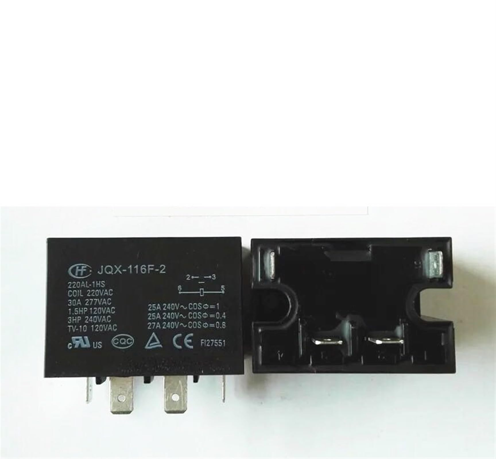 Relais électromécanique JQX-116F-2 220V contacteur CA 30A monophasé 4 broches