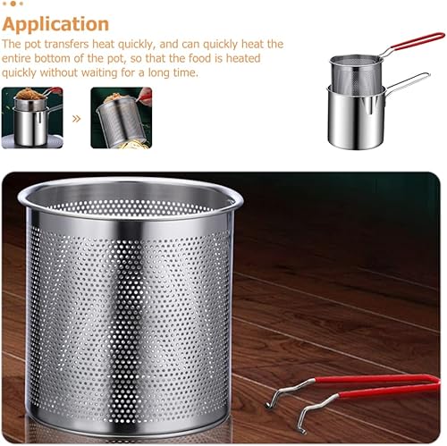 Miniatura 4 de UPKOCH Cesta para freír 1 juego de olla de cocina, cesta para freír alimentos, olla de cocina de malla con cestas de alambre frito, sartén de leche