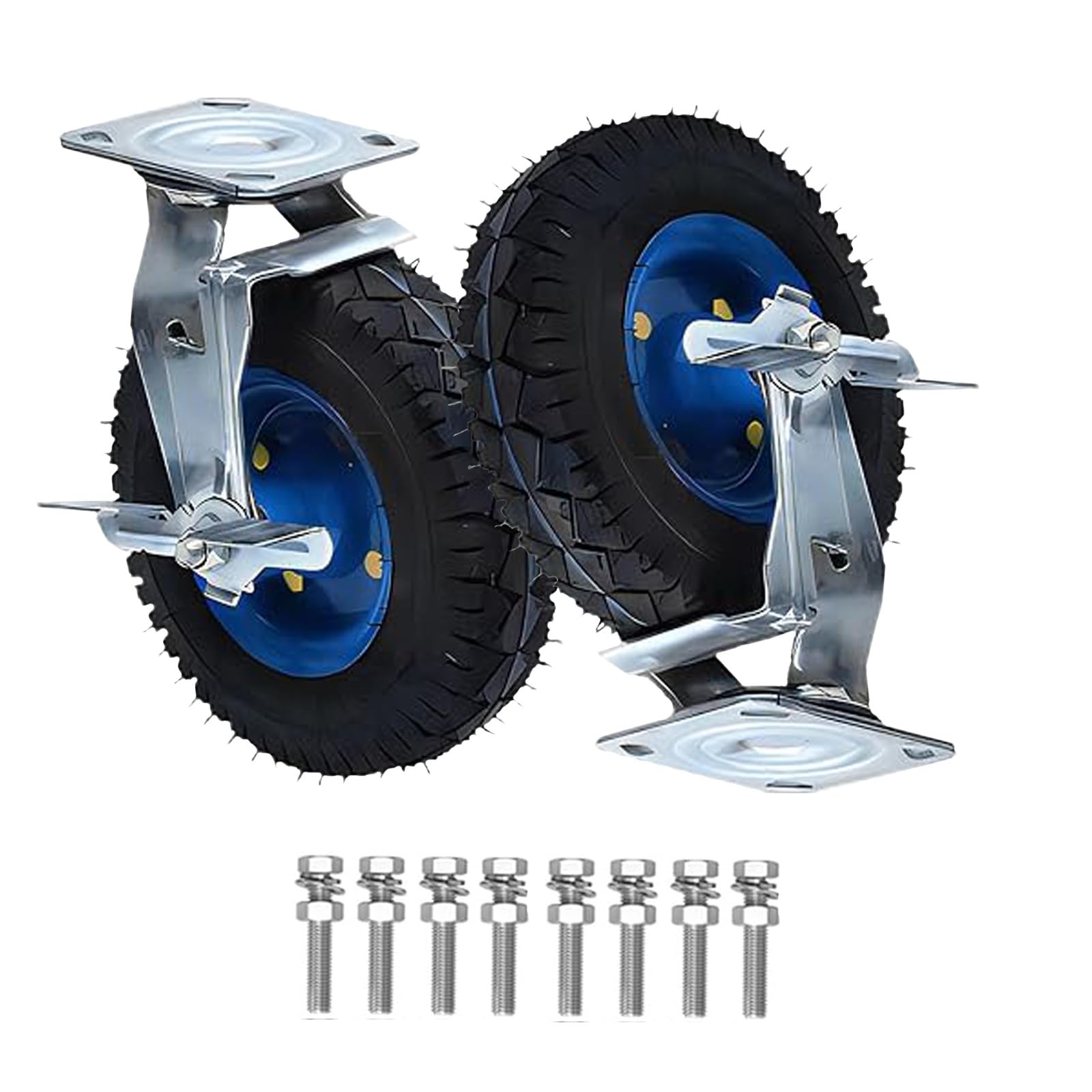 Ruedas giratorias para Transporte de Muebles, Ruedas fijas silenciosas, 6, 8 y 10 Pulgadas, Ruedas de Goma de Repuesto Resistentes, 2 Piezas, con Frenos, Ruedas para carretillas ma