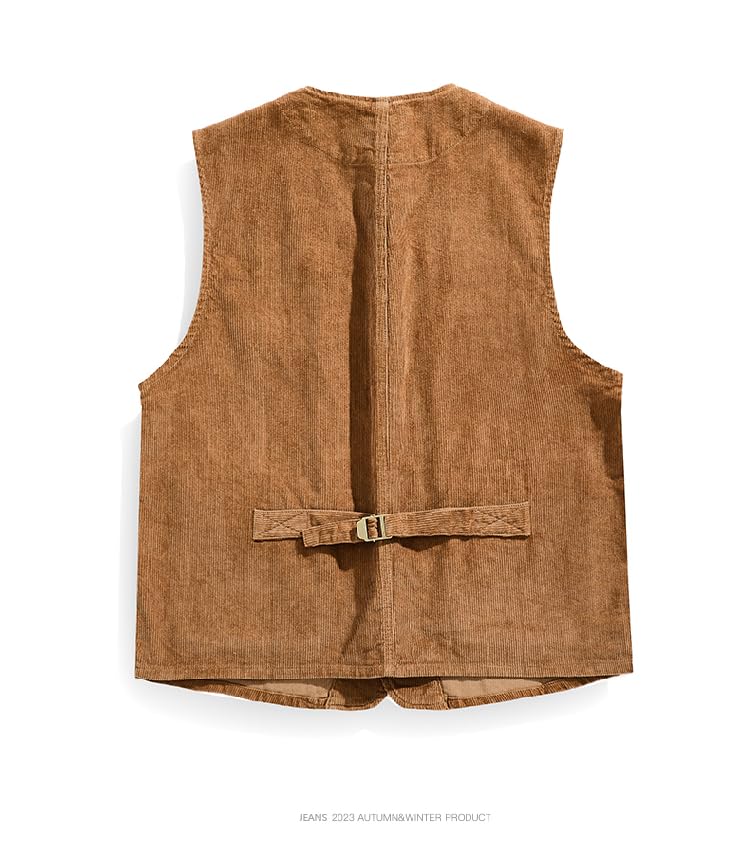 Men's Corduroy Vest Vintage Sleeveless Waistcoat Casual V-Neck Vest Wedding2