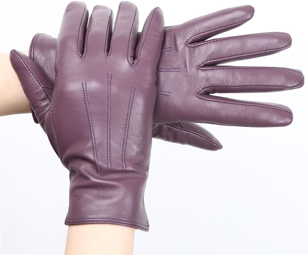 [HEYDHSDC] 冬の女性用レザーグローブ、車を運転して暖かく保つ女性用ウィンターグローブ、ソフトシープスキンレディースグローブ