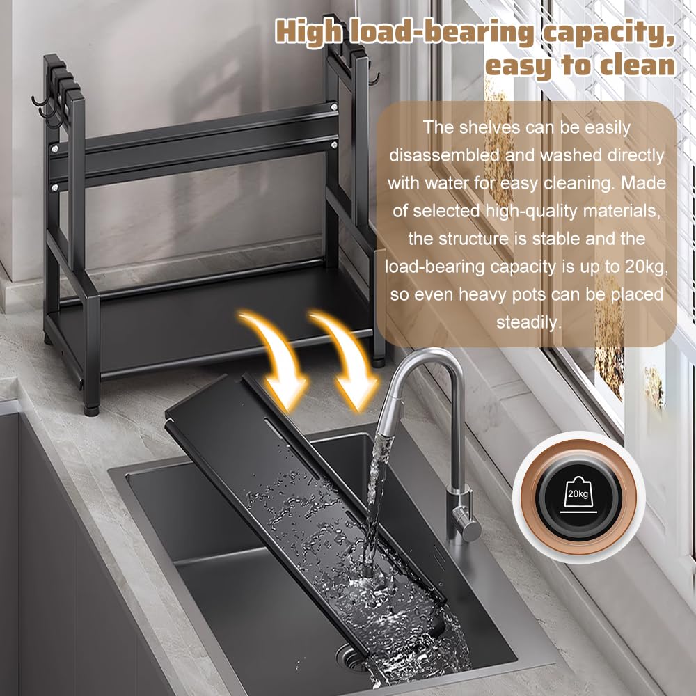 Organizador de Especias para Cocina, Estantería para Especias de 3 Niveles de Pie, Especieros para Cocina de Acero al Carbono con Soporte para Tabla de Cortar, Caja para Utensilios y 6 Ganchos